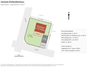 Skizze Einfamilienhaus Baugrundstück
